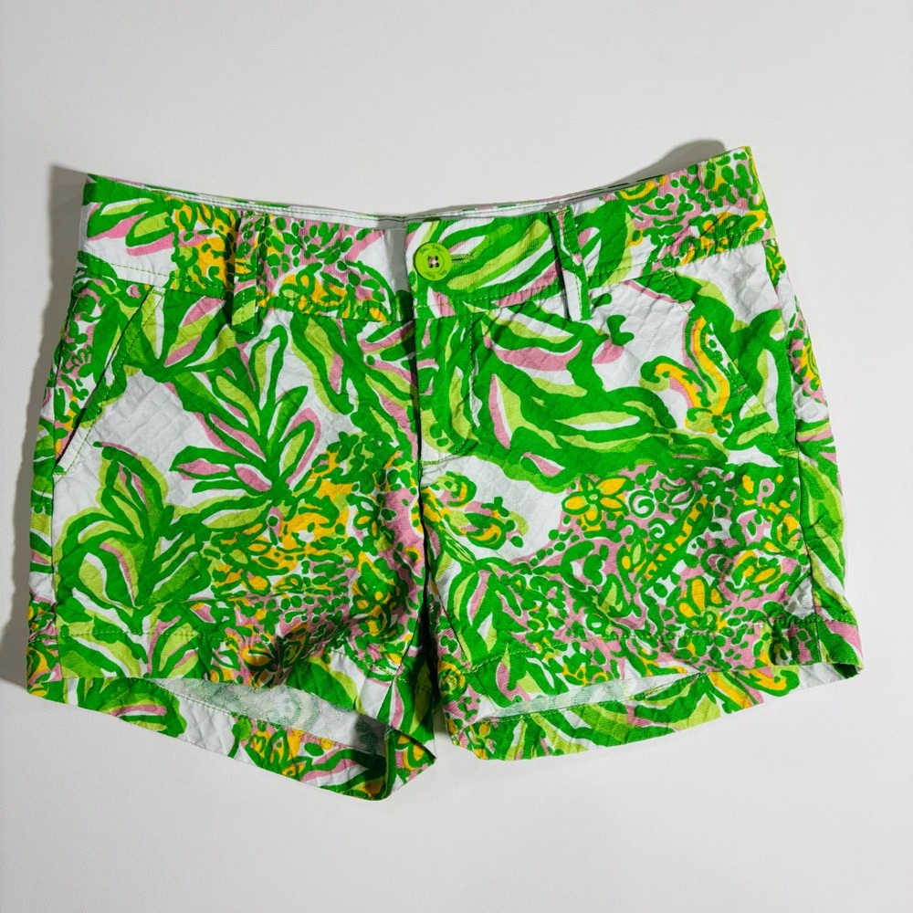 Lilly Pulitzer Callahan Shorts Green and Pink Patterned